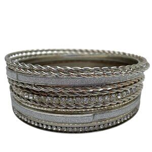 Silver Tone Bangle Bracelets Set of 21 Individual Bracelets